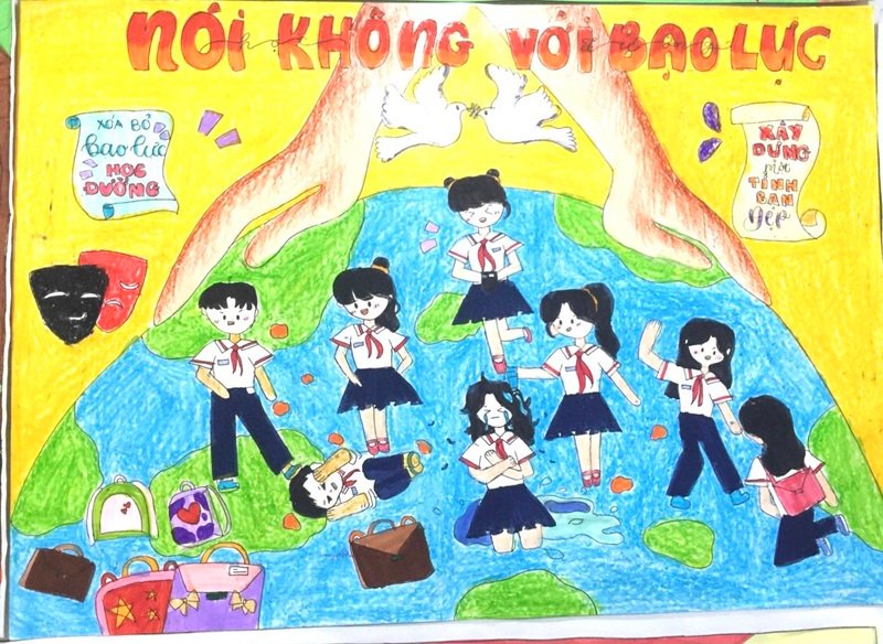 tranh vẽ bạo lưc học đường