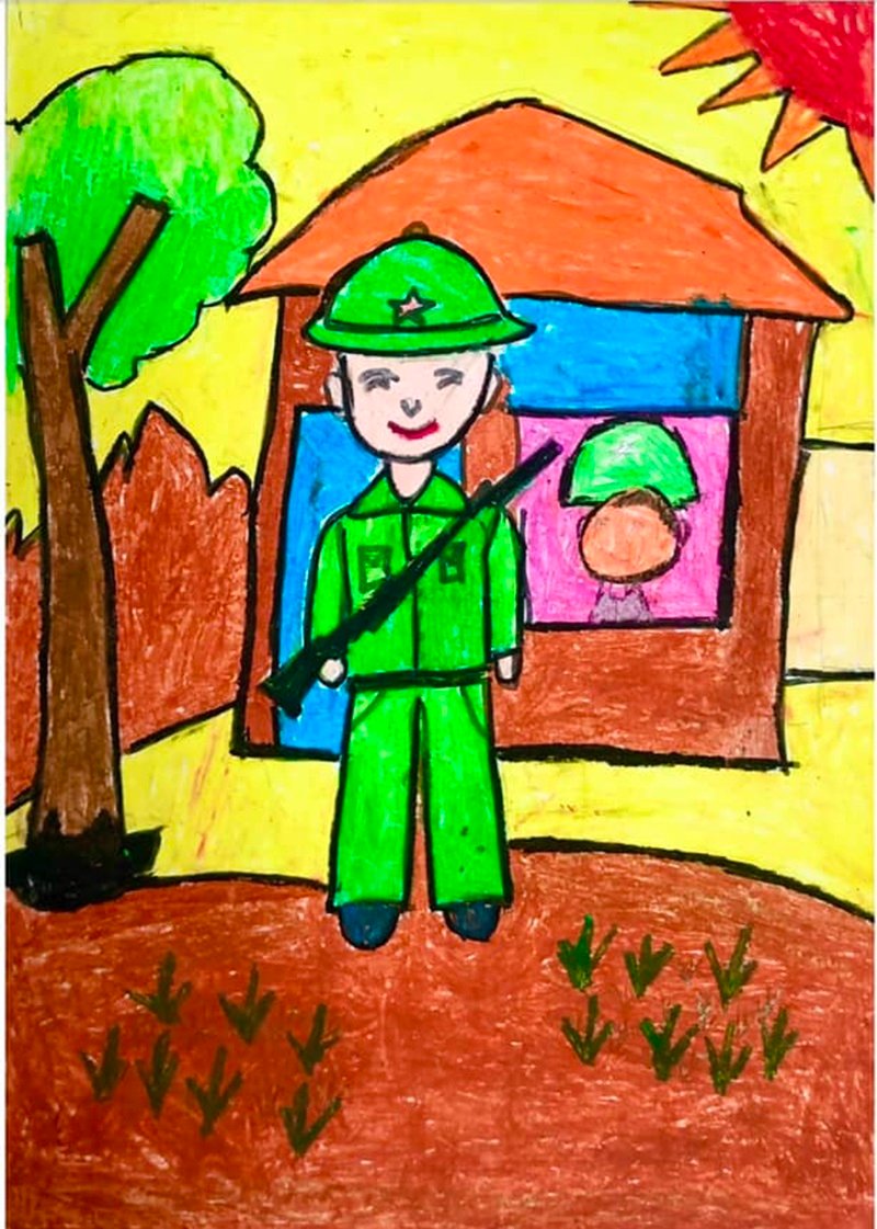 tranh vẽ chú bộ đội 30