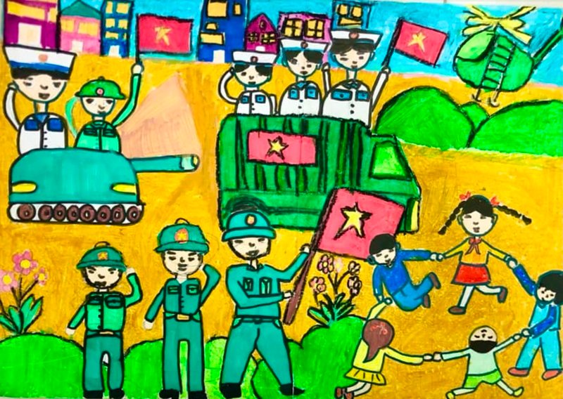 tranh vẽ chú bộ đội 31