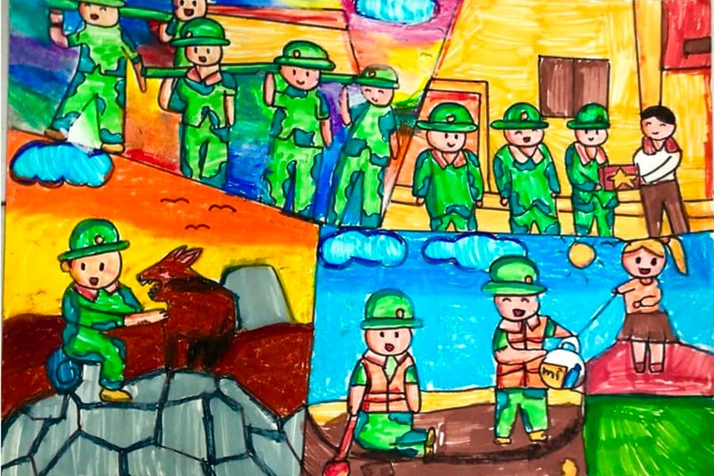 tranh vẽ chú bộ đội 34