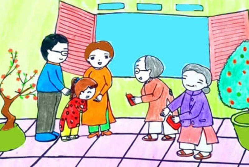 tranh vẽ gia đình 10