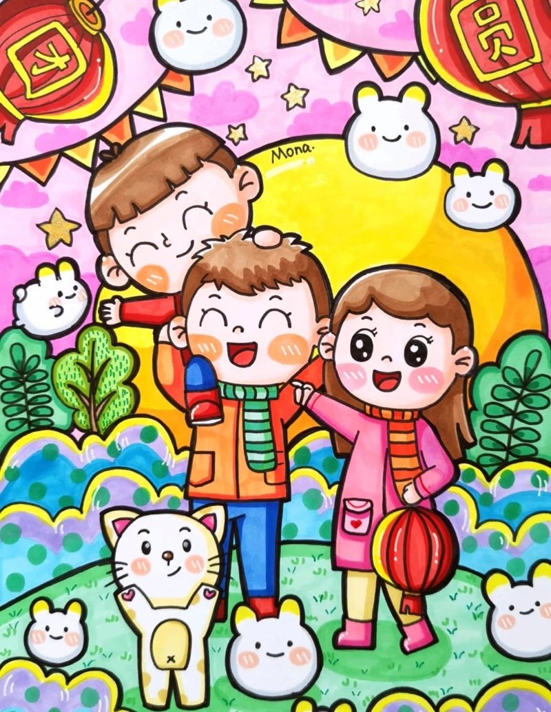 tranh vẽ gia đình 19