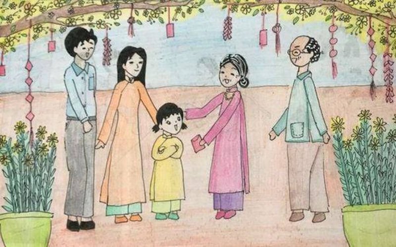 tranh vẽ gia đình 3