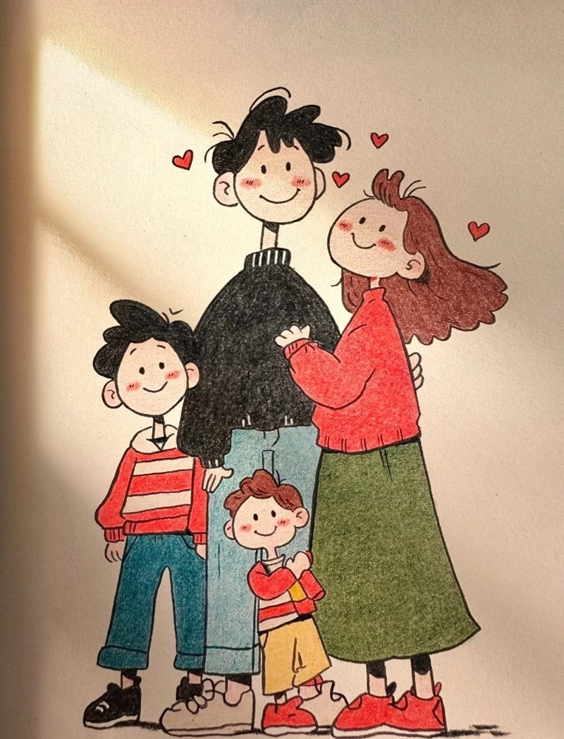 tranh vẽ gia đình người đơn giản 1