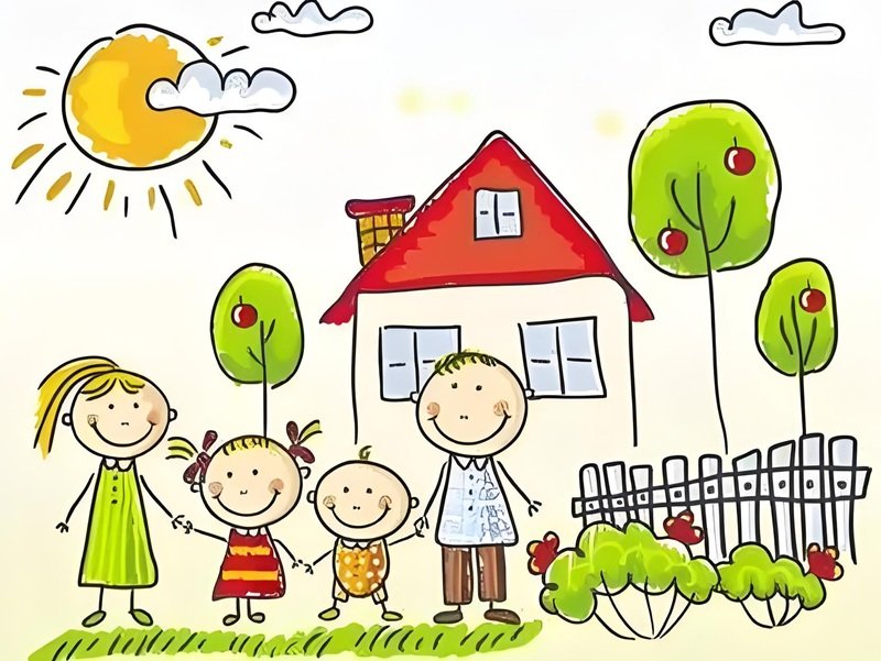 tranh vẽ gia đình người đơn giản 12