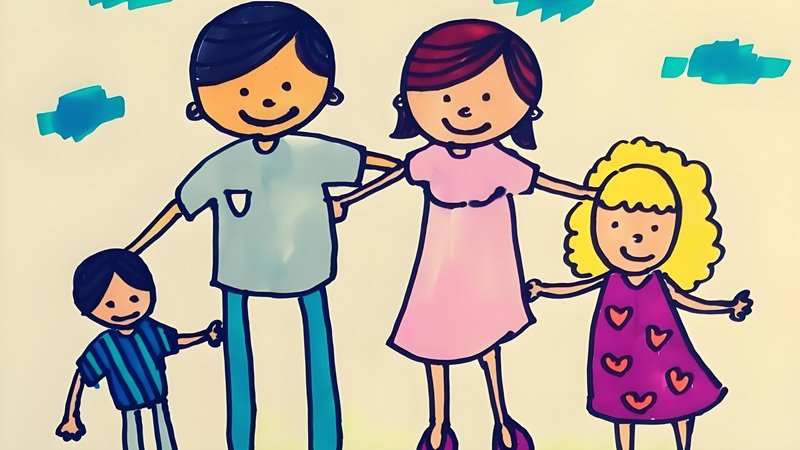 tranh vẽ gia đình người đơn giản 15