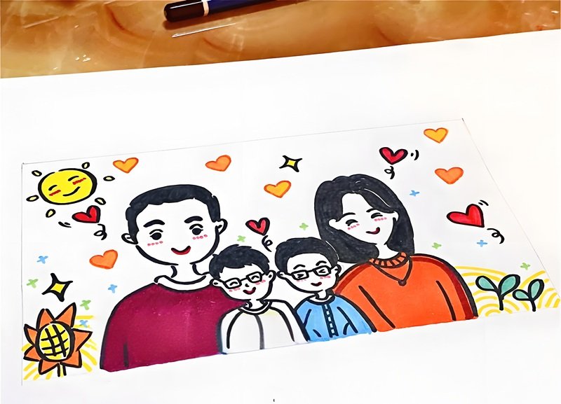 tranh vẽ gia đình người đơn giản 18