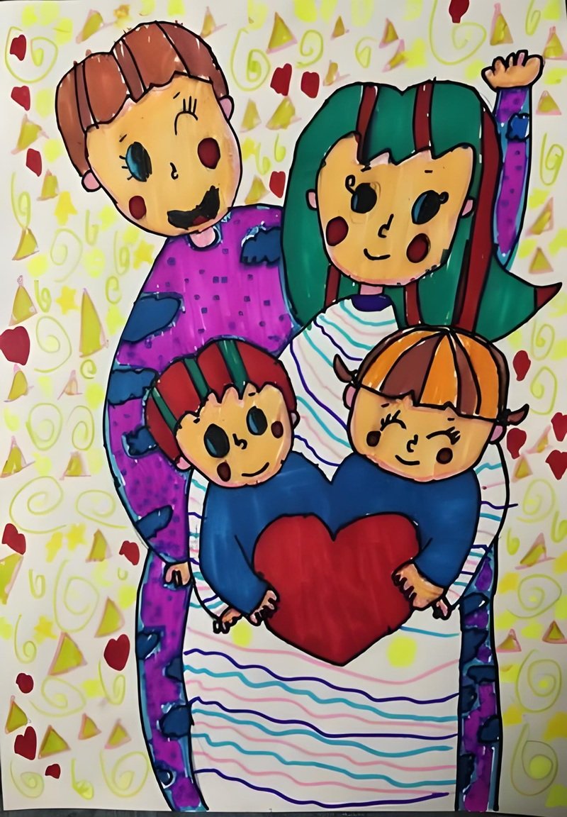 tranh vẽ gia đình người đơn giản 20