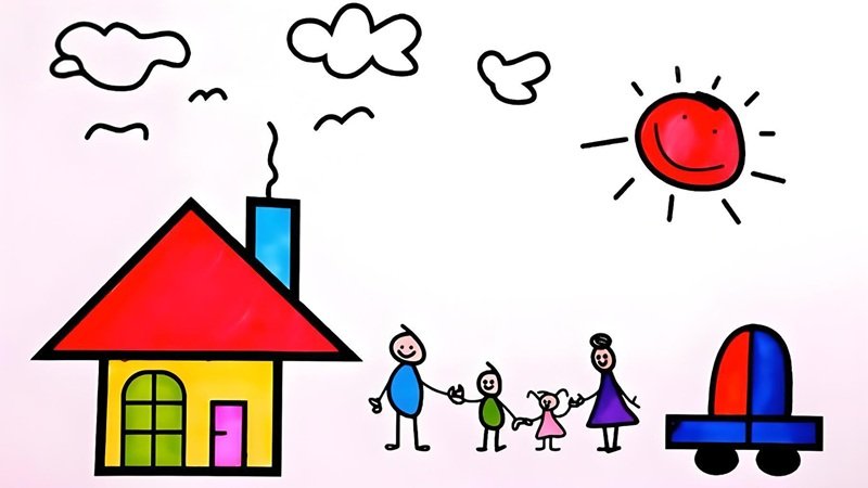 tranh vẽ gia đình người đơn giản 32