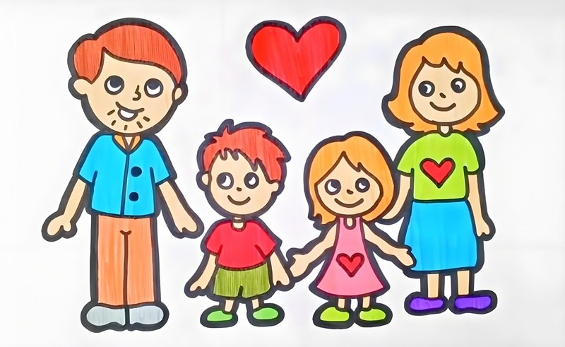 tranh vẽ gia đình người đơn giản 33