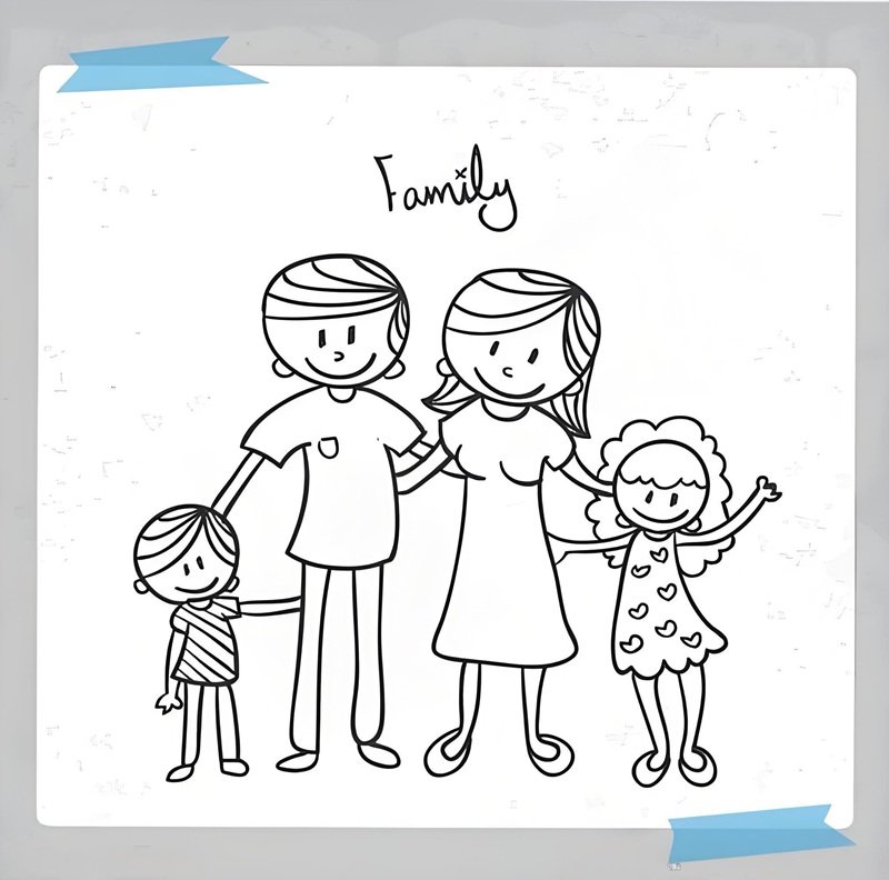 tranh vẽ gia đình người đơn giản 8