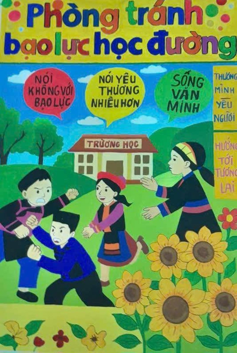 tranh vẽ phòng chống bạo lưc học đường 13
