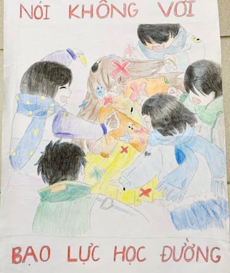 tranh vẽ phòng chống bạo lưc học đường 2