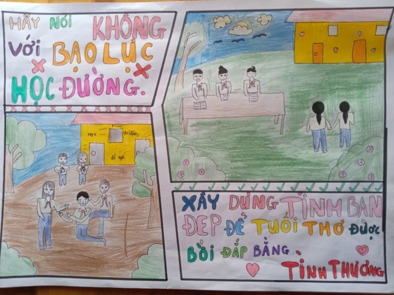 tranh vẽ phòng chống bạo lưc học đường 32