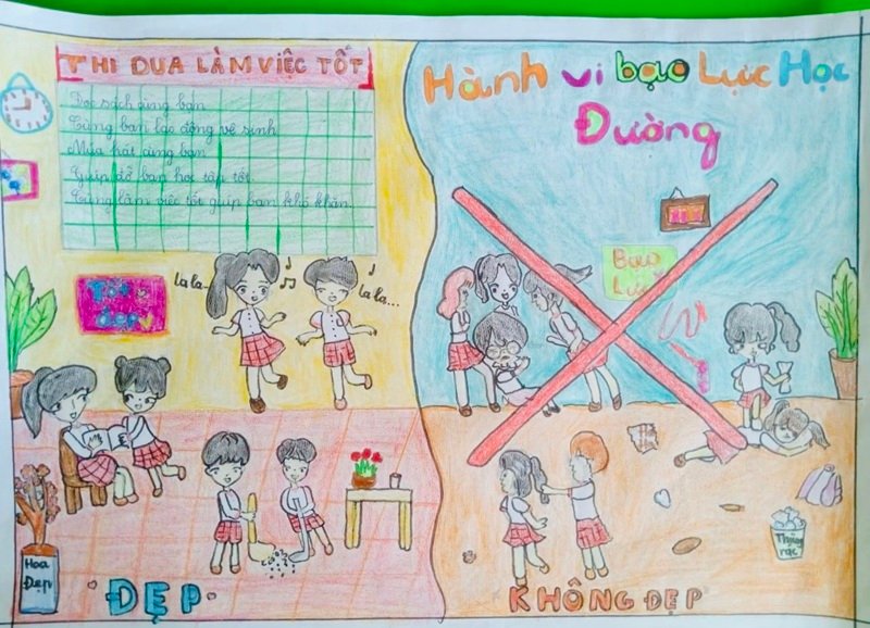 tranh vẽ phòng chống bạo lưc học đường 34