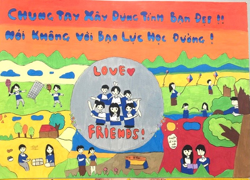 tranh vẽ về bạo lực học đường