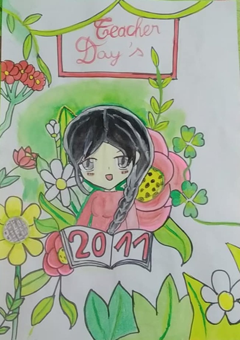 vẽ cô giáo đơn giản 1