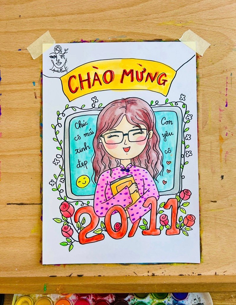 vẽ cô giáo đơn giản 10