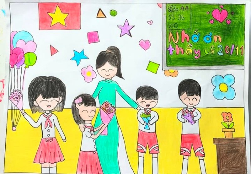 vẽ cô giáo đơn giản 11