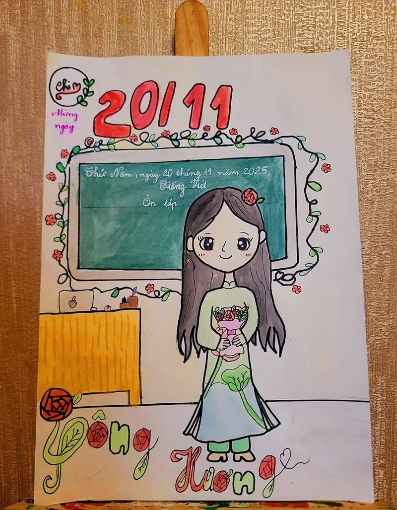 vẽ cô giáo đơn giản 13