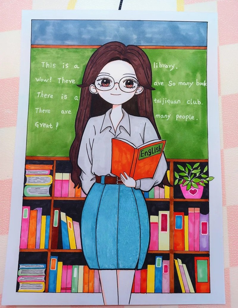 vẽ cô giáo đơn giản 31