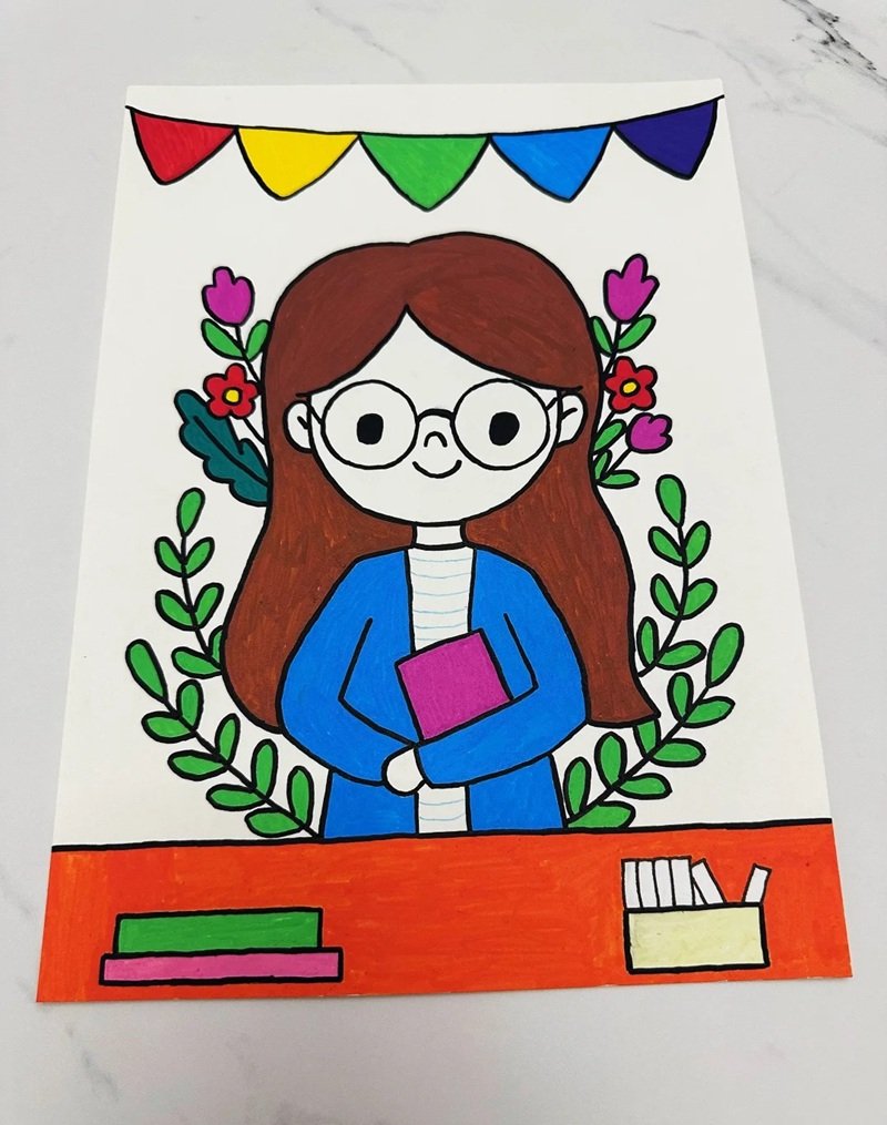 vẽ cô giáo đơn giản 32