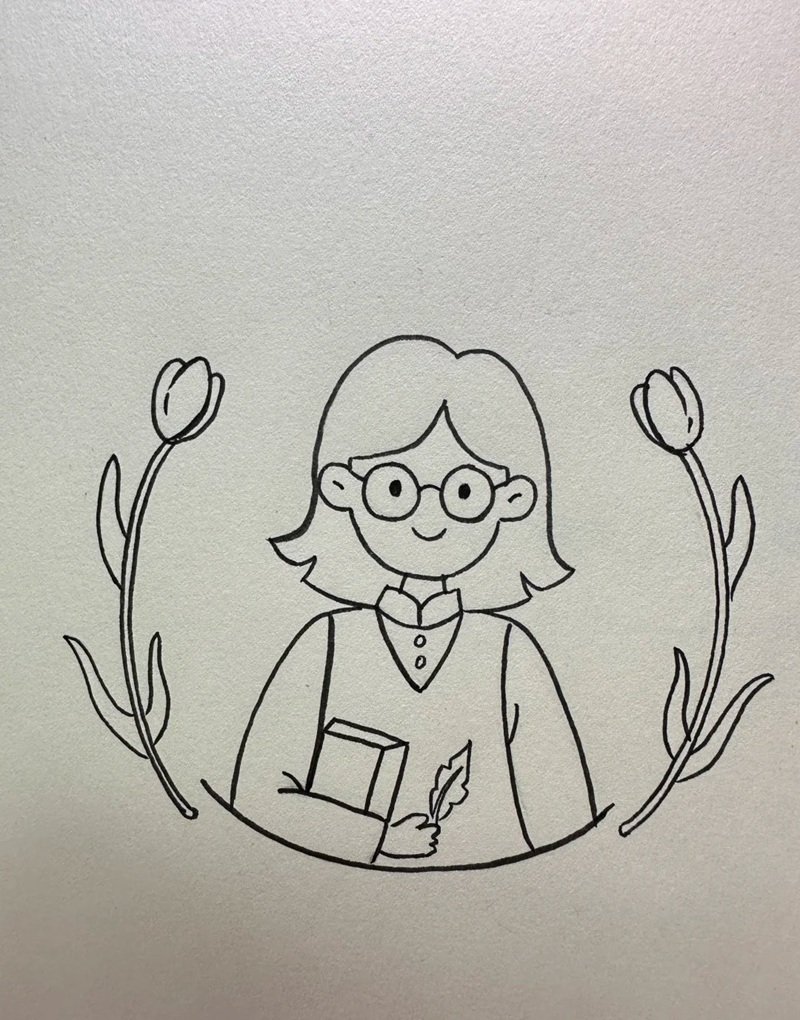 vẽ cô giáo đơn giản 34