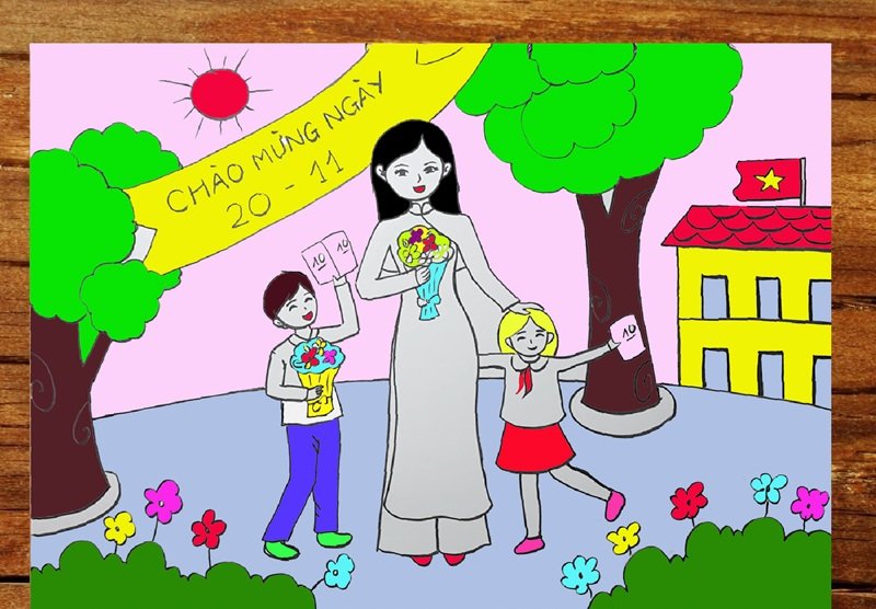 vẽ cô giáo đơn giản 5