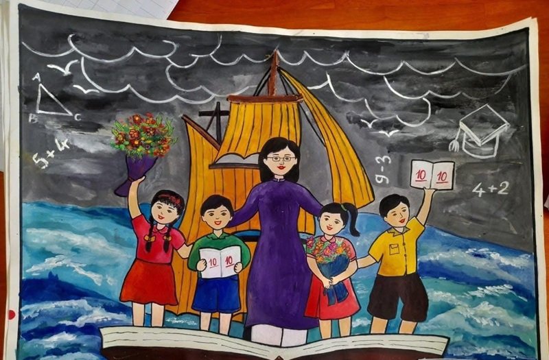 vẽ cô giáo đơn giản 6