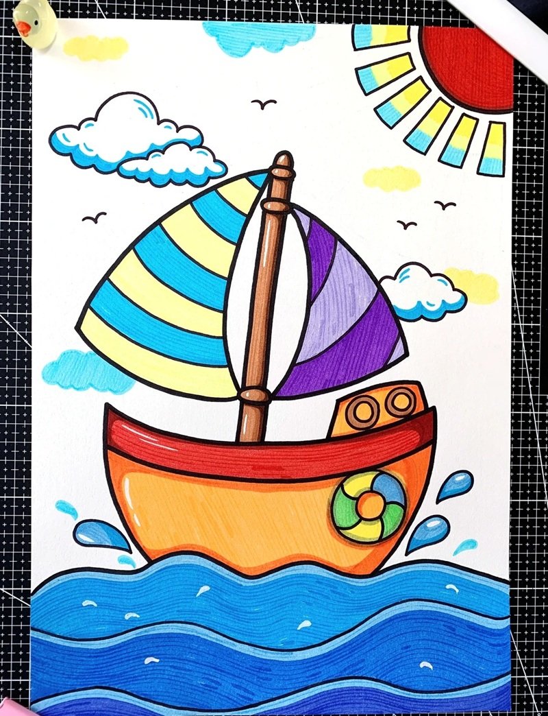 vẽ thuyền đơn giản 8
