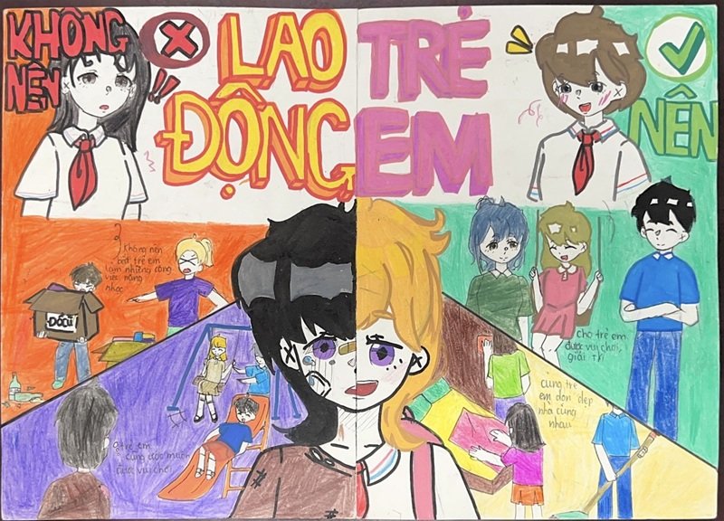 vẽ tranh bạo lực học đường lớp 5