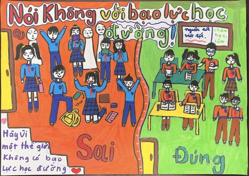 vẽ tranh bạo lực học đường lớp 8