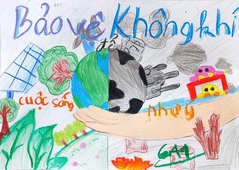 vẽ tranh bảo vệ môi trường bằng giấy a3 đơn giản 12