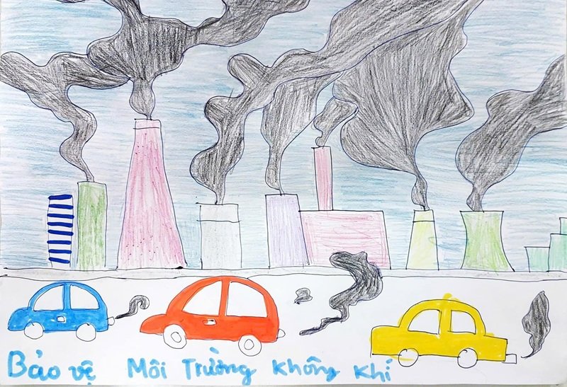 vẽ tranh bảo vệ môi trường bằng giấy a3 đơn giản 13