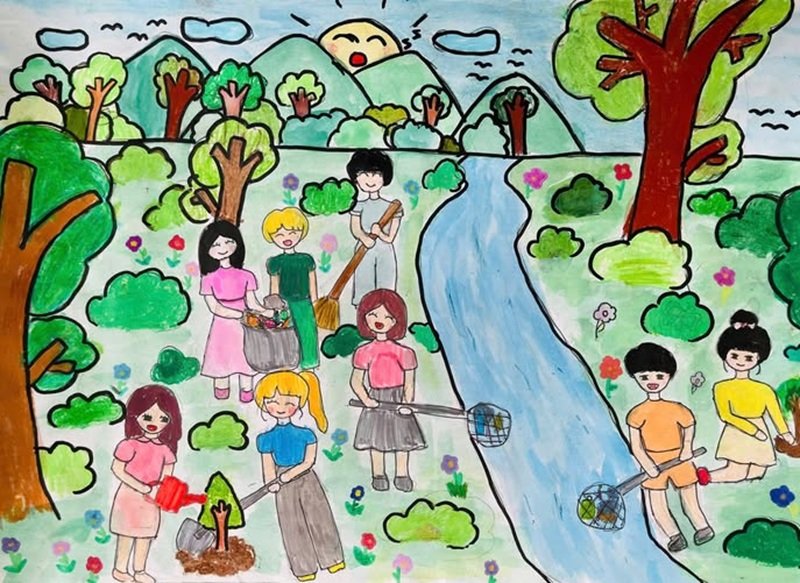 vẽ tranh bảo vệ môi trường bằng giấy a3 đơn giản 15