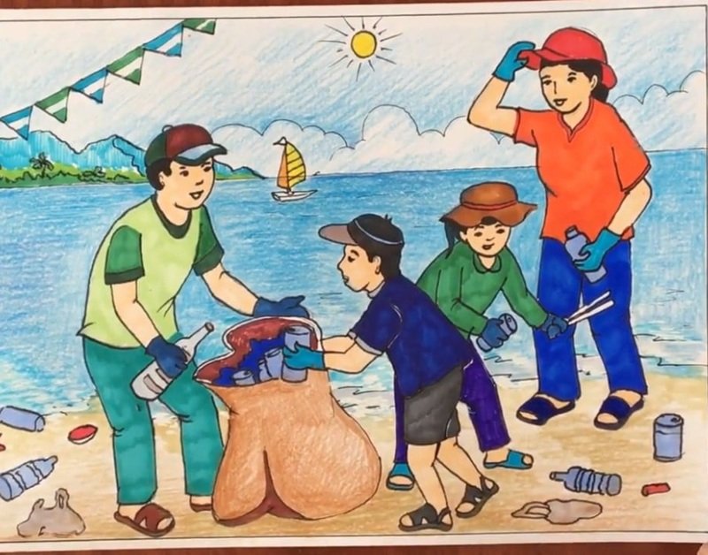 vẽ tranh bảo vệ môi trường bằng giấy a3 đơn giản 2