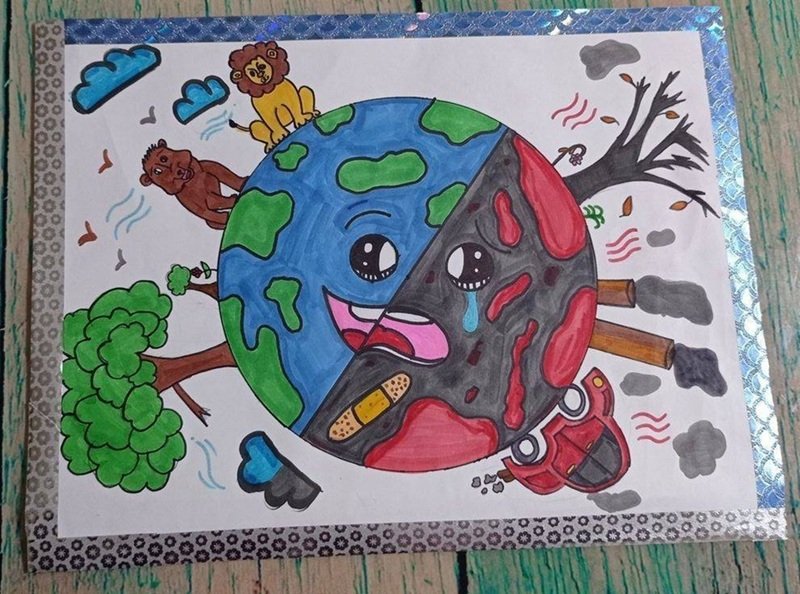 vẽ tranh bảo vệ môi trường bằng giấy a3 đơn giản 23