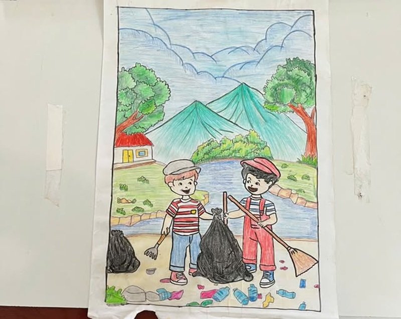 vẽ tranh bảo vệ môi trường bằng giấy a3 đơn giản 28