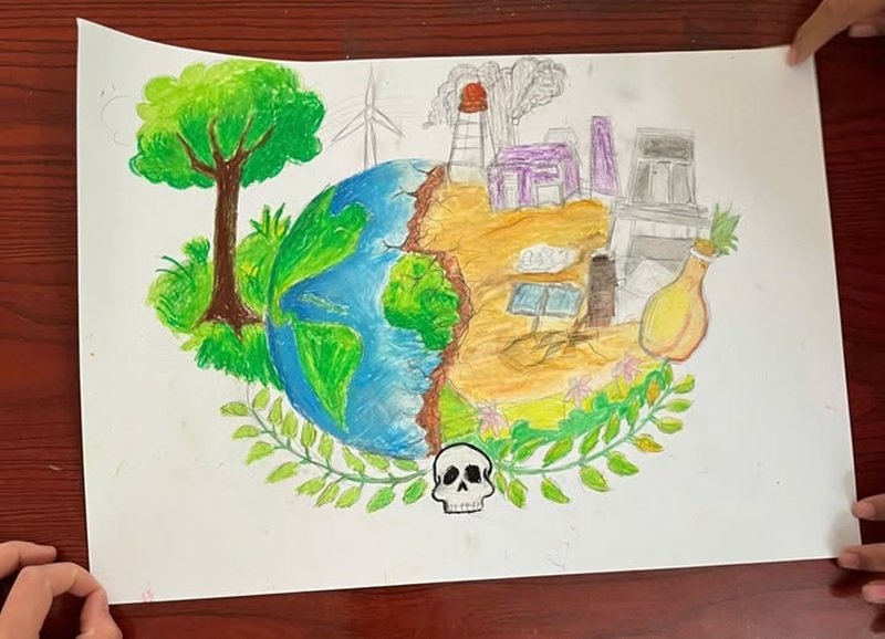 vẽ tranh bảo vệ môi trường bằng giấy a3 đơn giản 33