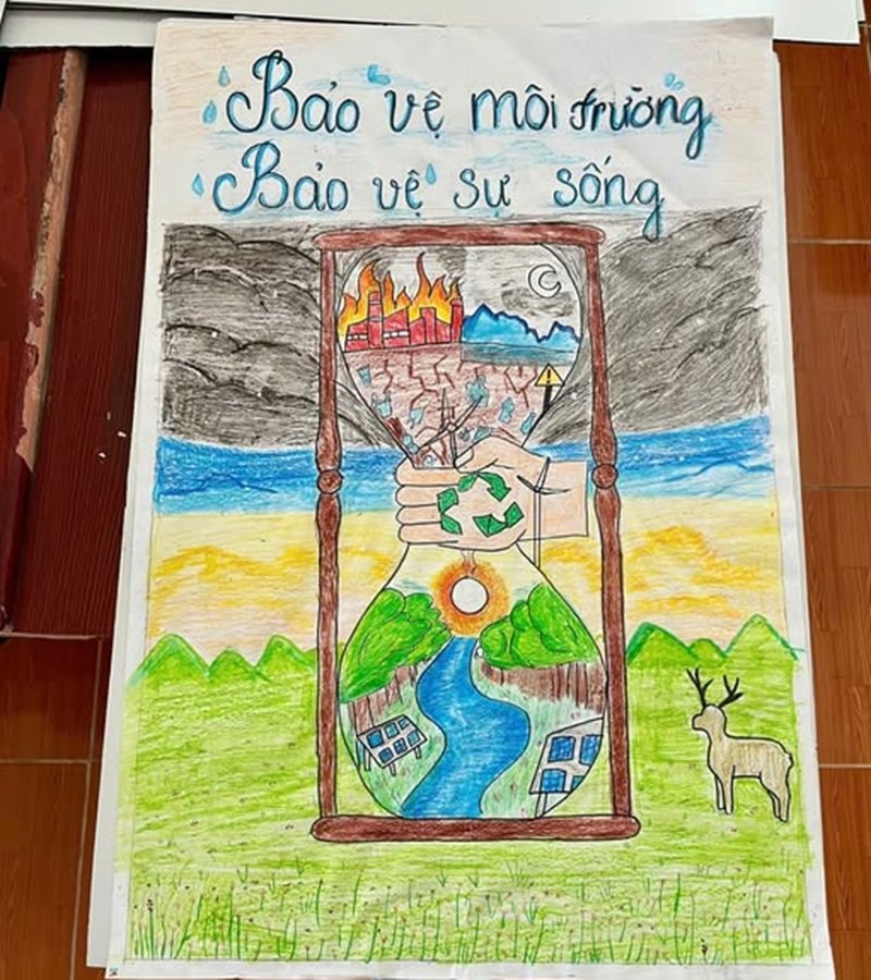 vẽ tranh bảo vệ môi trường bằng giấy a3 đơn giản 37