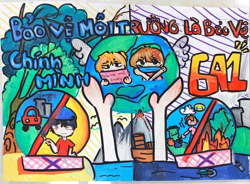 vẽ tranh bảo vệ môi trường bằng giấy a3 đơn giản 4