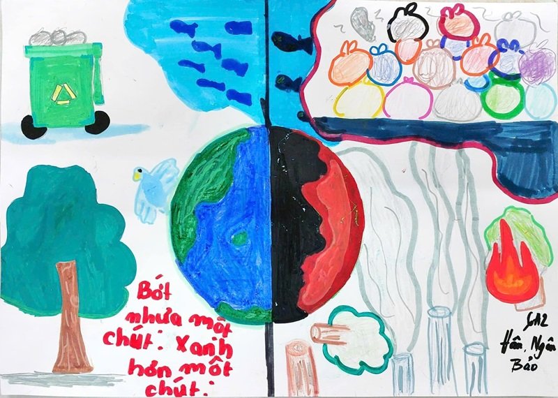 vẽ tranh bảo vệ môi trường bằng giấy a3 đơn giản 5