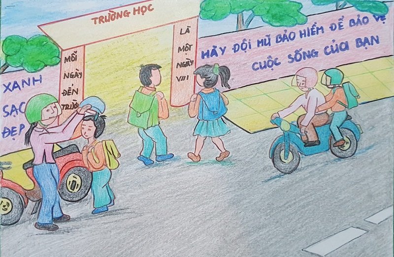 vẽ tranh đề tài an toàn giao thông 1