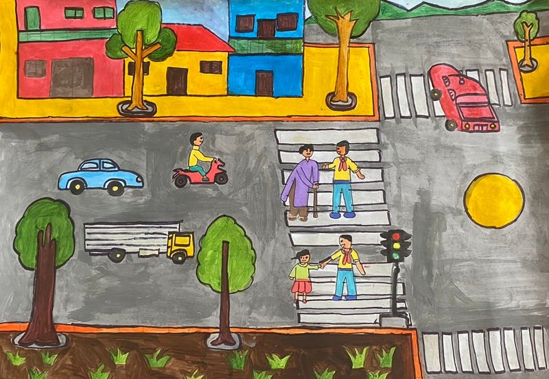 vẽ tranh đề tài an toàn giao thông 10