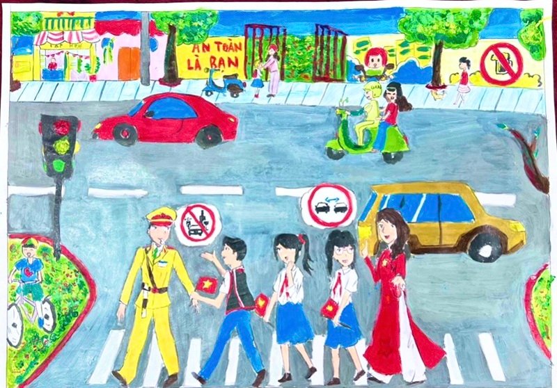 vẽ tranh đề tài an toàn giao thông 17