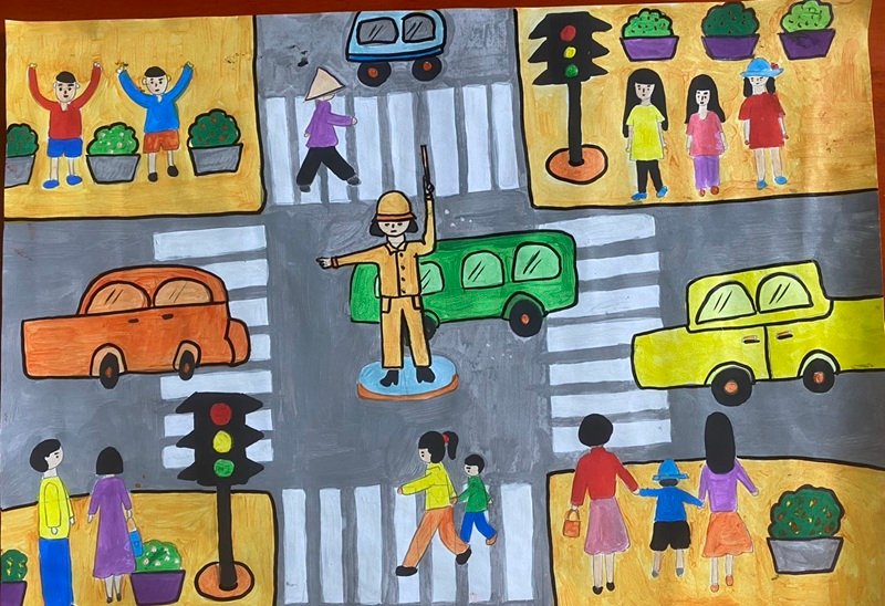 vẽ tranh đề tài an toàn giao thông 18