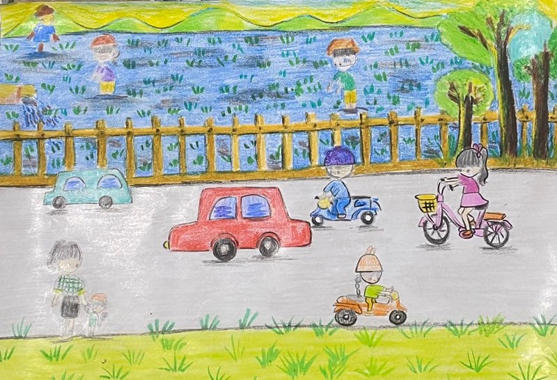 vẽ tranh đề tài an toàn giao thông 19