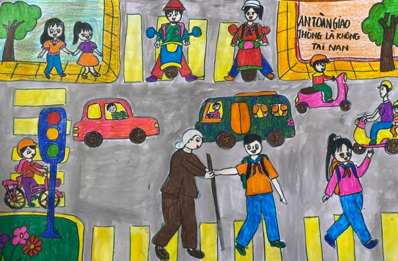 vẽ tranh đề tài an toàn giao thông 20