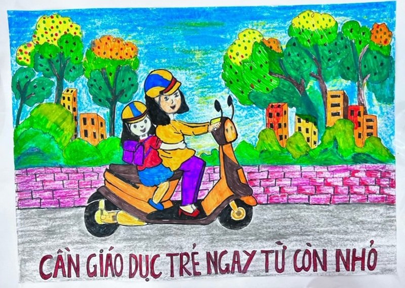 vẽ tranh đề tài an toàn giao thông 22