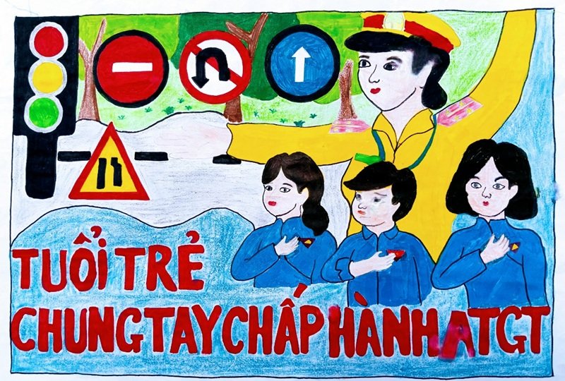 vẽ tranh đề tài an toàn giao thông 27